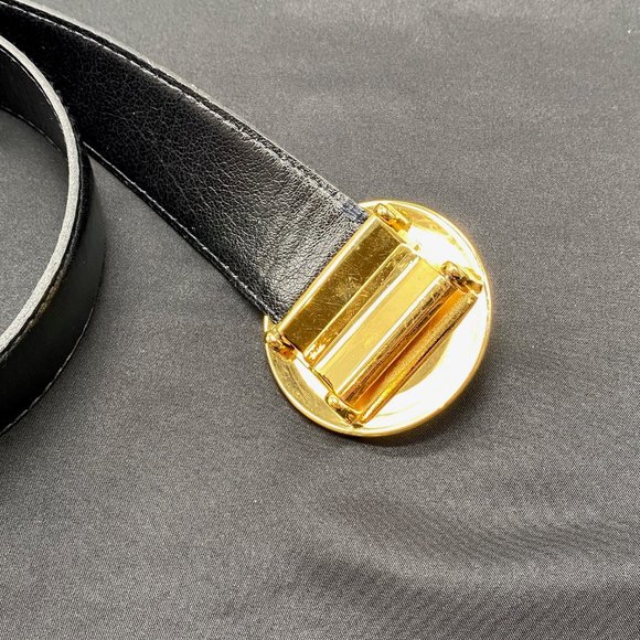 Chanel Gold Tone Large CC Belt Buckle With Black Leather Chanel Belt - Picture 3 of 5